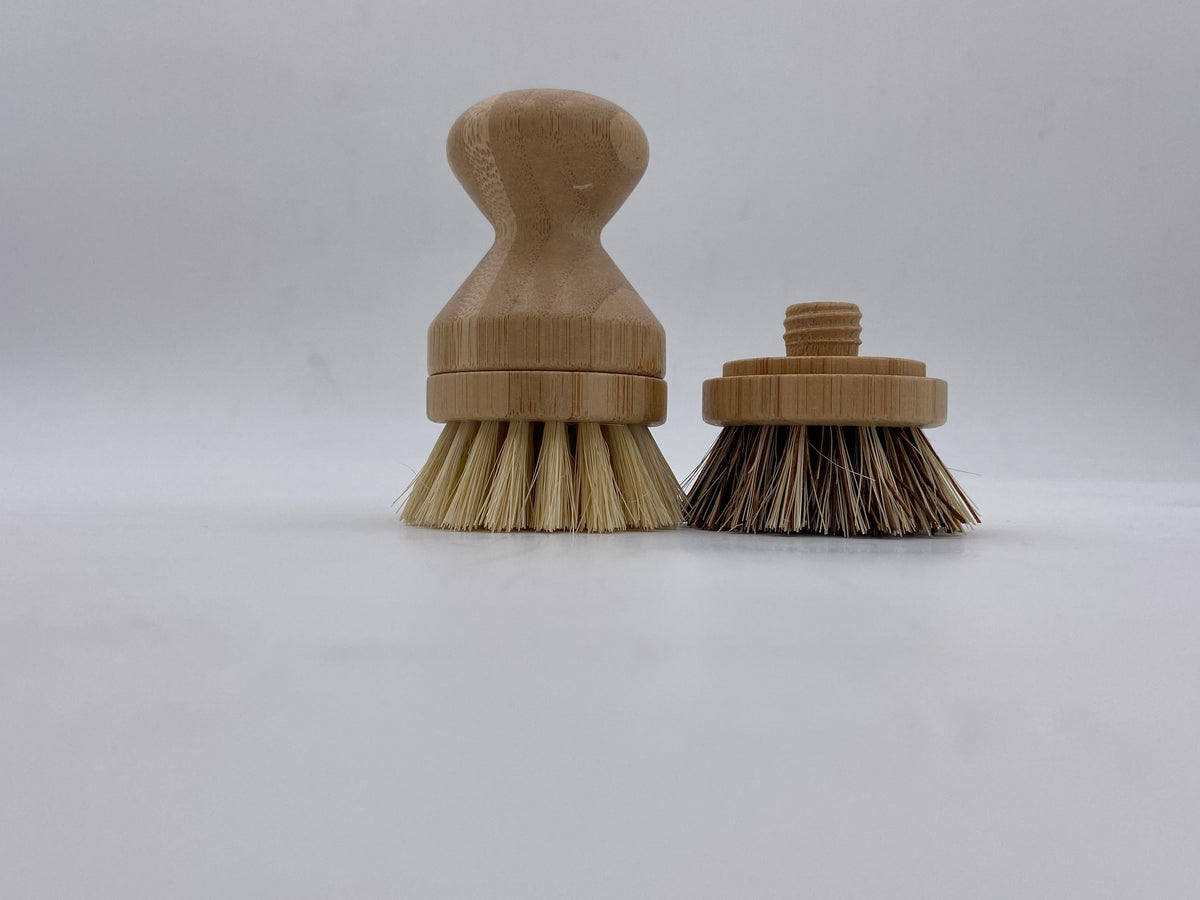 New - Bamboo Soft Bristle Pot Scrubber With replaceable head
