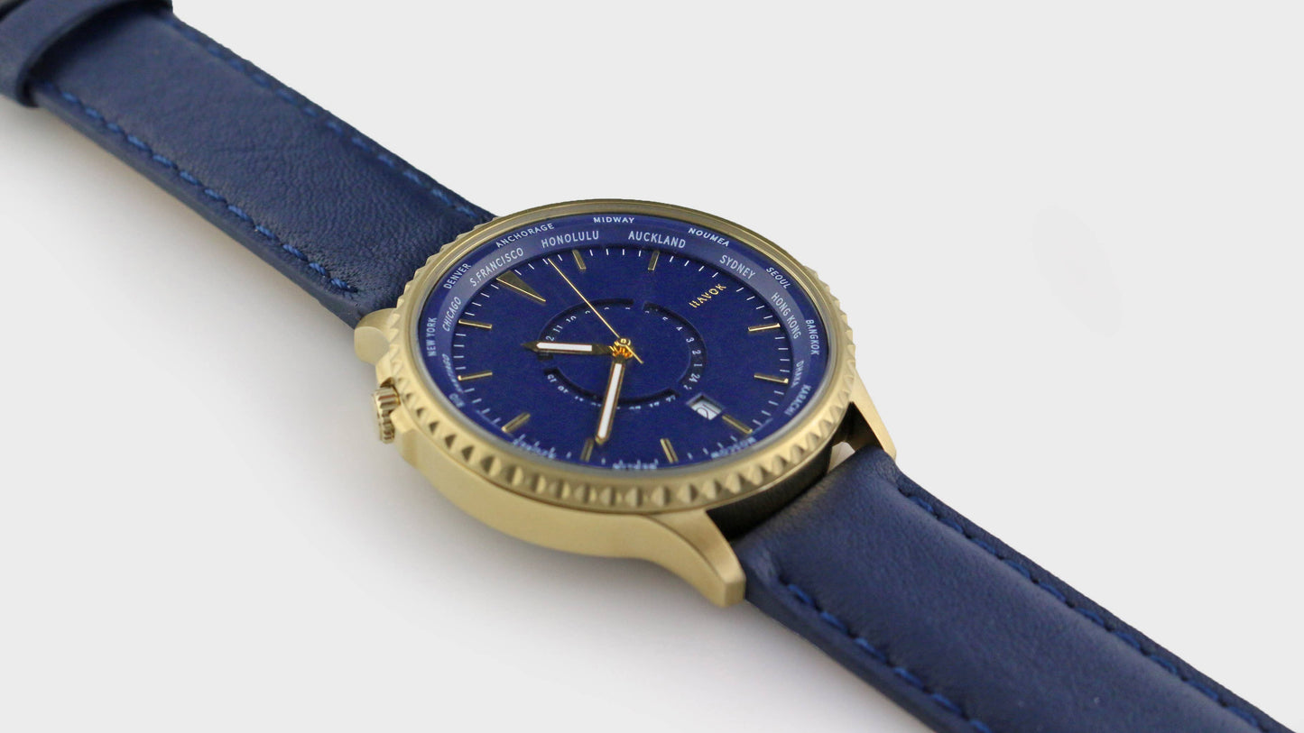 World Traveller | 24 Time Zones On a World Timer: Midnight Navy watch