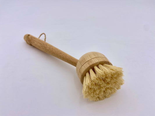 Bamboo Long Handle Dish Brush with screw on replaceable head