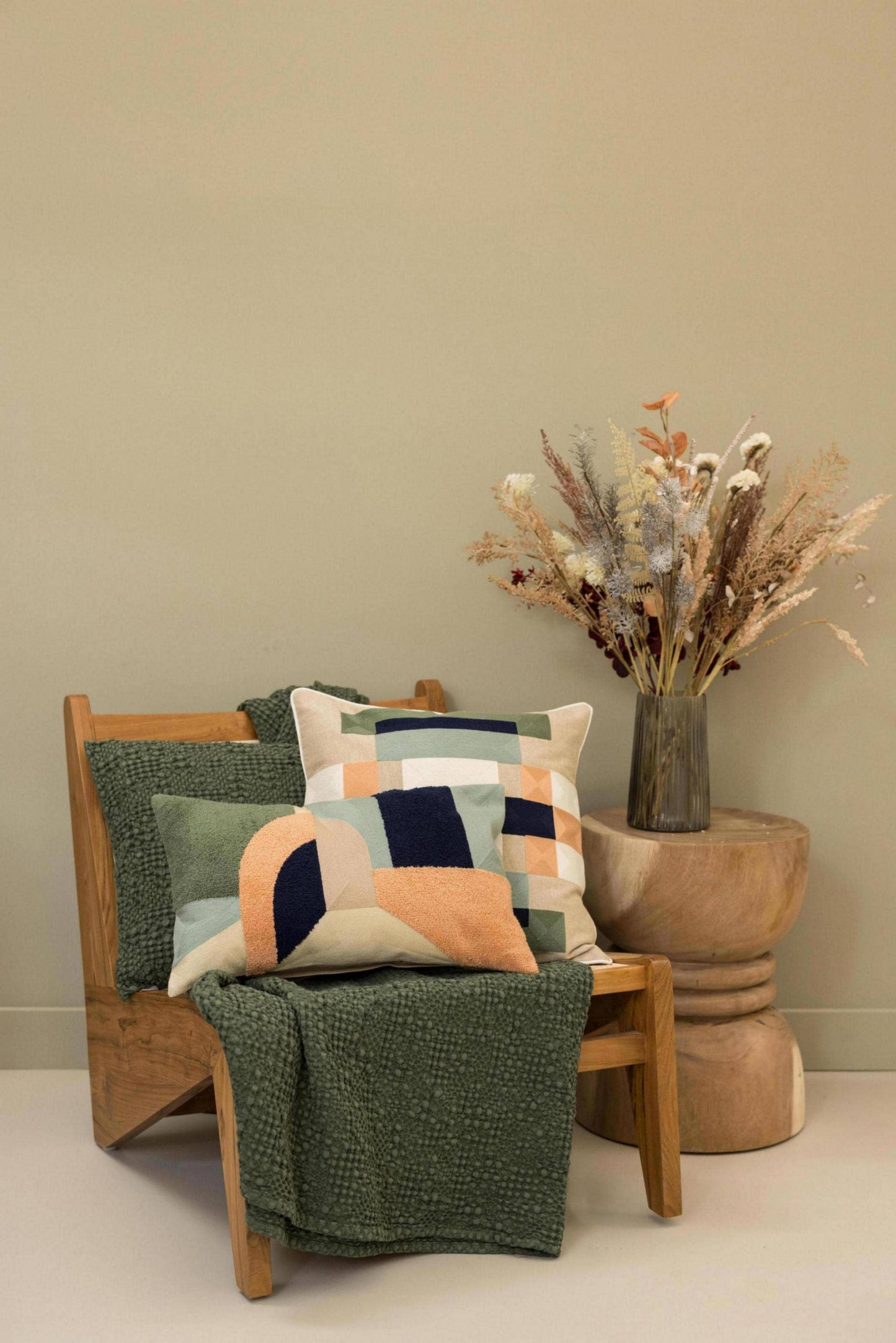 French 100% Stonewashed Cotton  Blanket 140 X 200” Olive