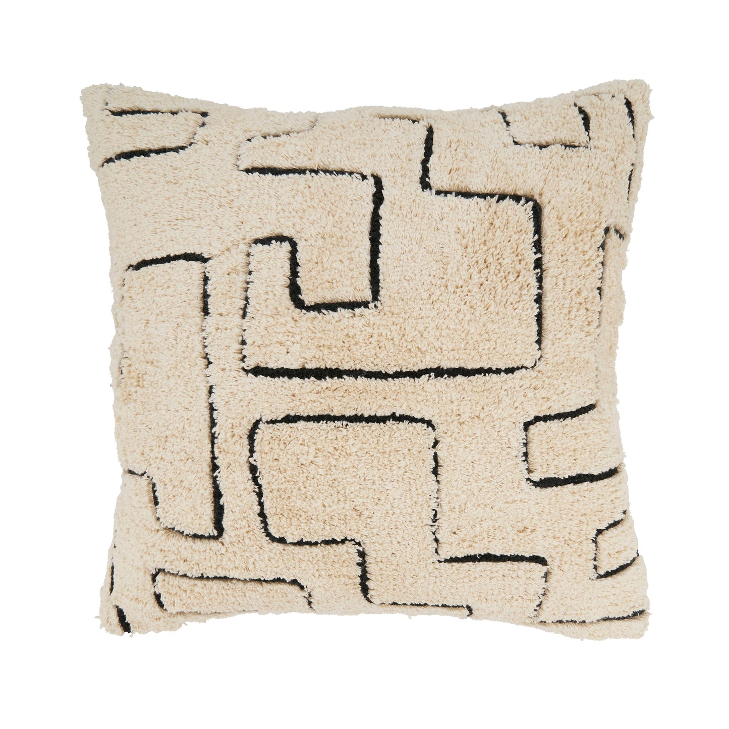 Geometric Tufted Cotton Throw Pillow with feather insert