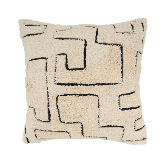 Geometric Tufted Cotton Throw Pillow with feather insert