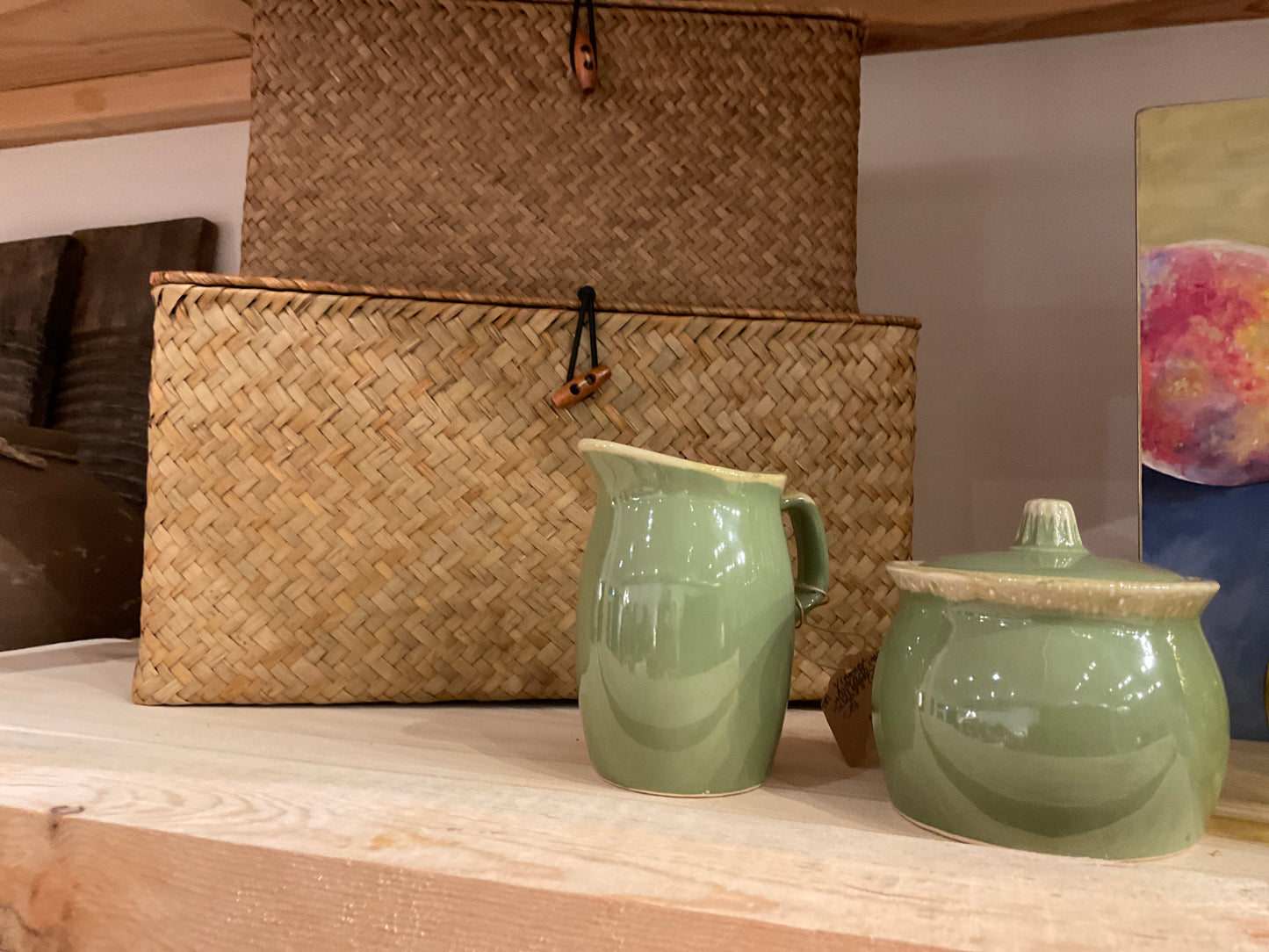 Vintage Avocado Sugar + Creamer Set