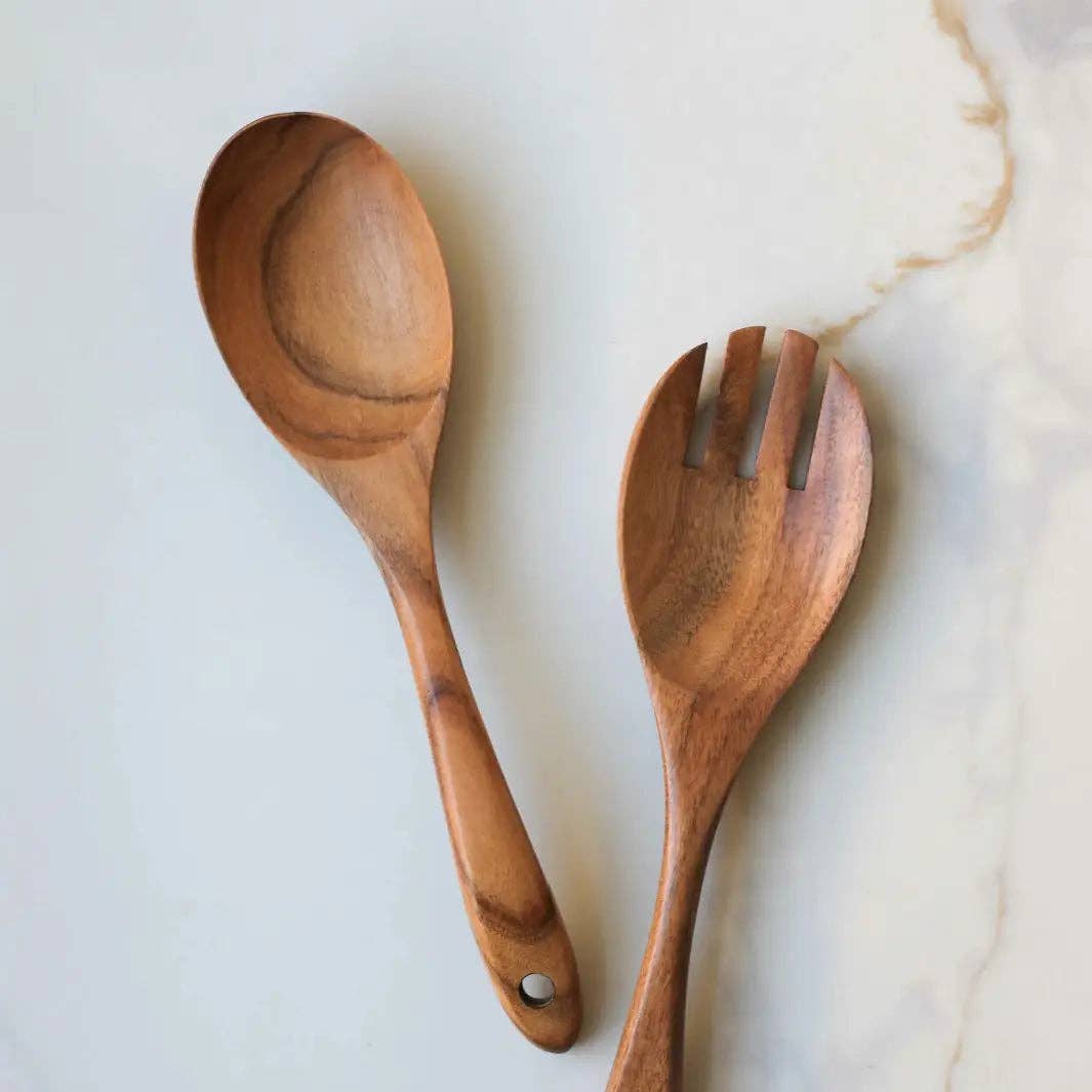 Teak Wood Salad Spoon and Fork: Large Spoon