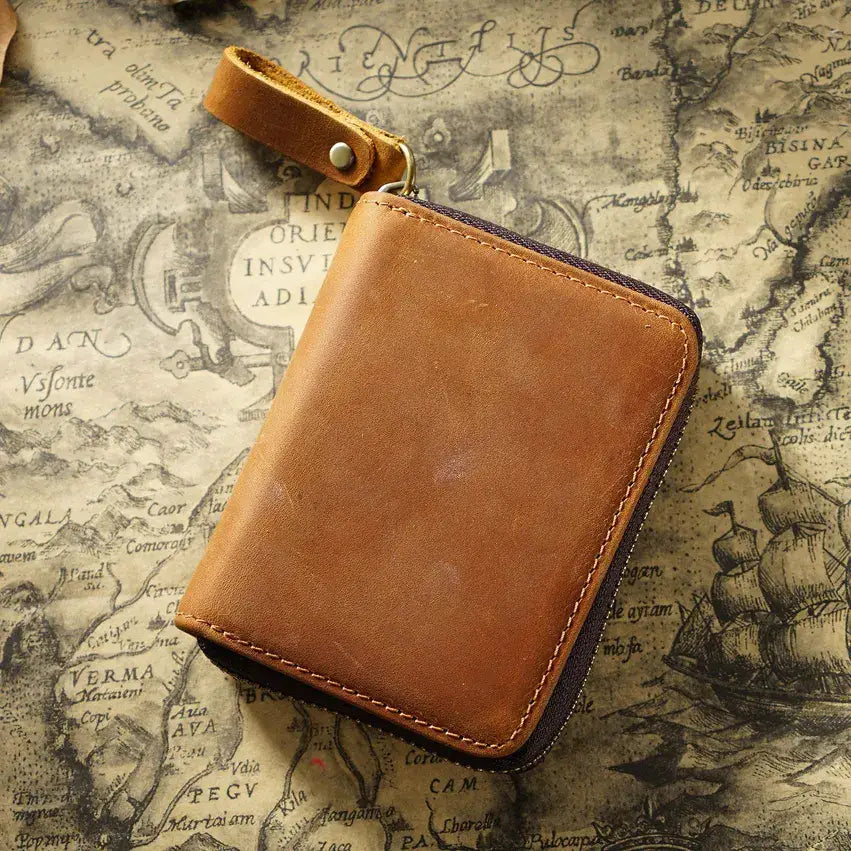 Credit Card Holder for Men Women, Geniune Leather Wallet: Brown