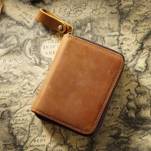 Credit Card Holder for Men Women, Geniune Leather Wallet: Brown
