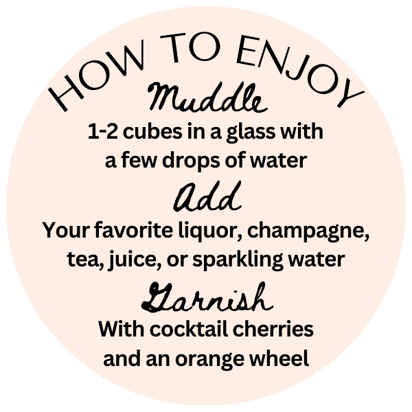 Bitters Infused Sugar Cubes -Perfect for cocktails/mocktails: Pouch 1.8oz
