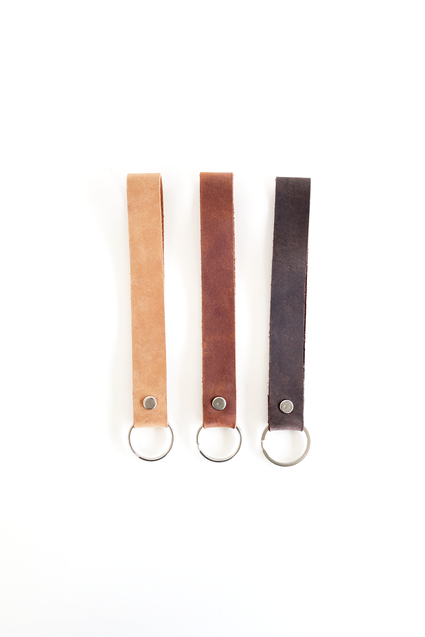 Leather Keychain Wristlet: Chestnut