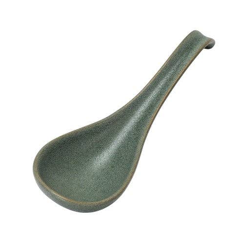 Porcelain Soup Spoon /  Green