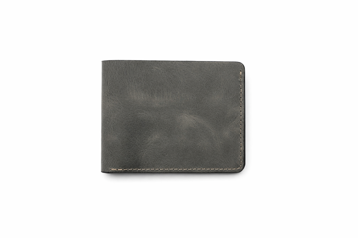 Men’s Full-Grain Crazy Leather Bifold Wallet Premium Leather: Light Brown
