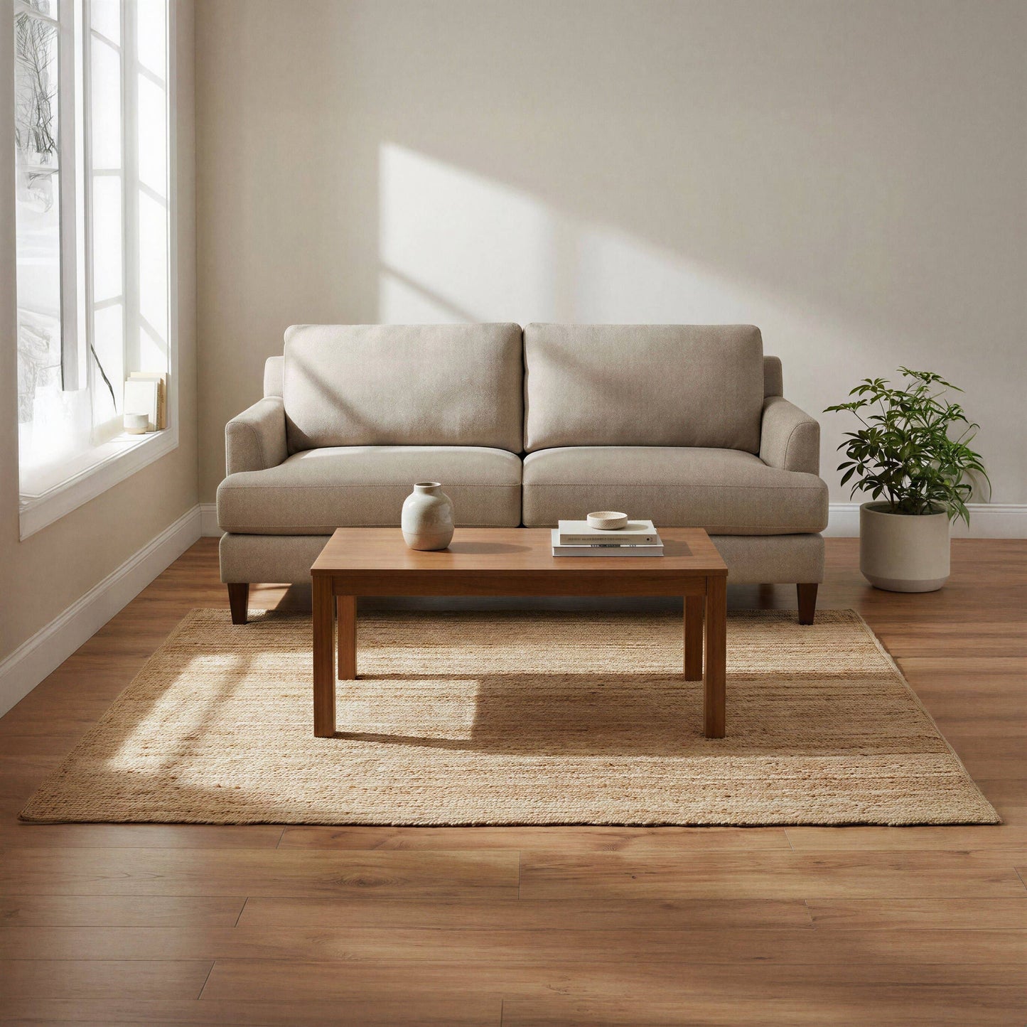 · REDEARTH · Rectangular Area Rug - 4'x6' Braided Natural Jute with Non-Skid Backing - Handwoven Boho Rug for Bedroom, Kitchen, Living Room - Farmhouse Aesthetic Home Decor - Durable Handmade Rug: Natural / (4'x6') - Rectangular