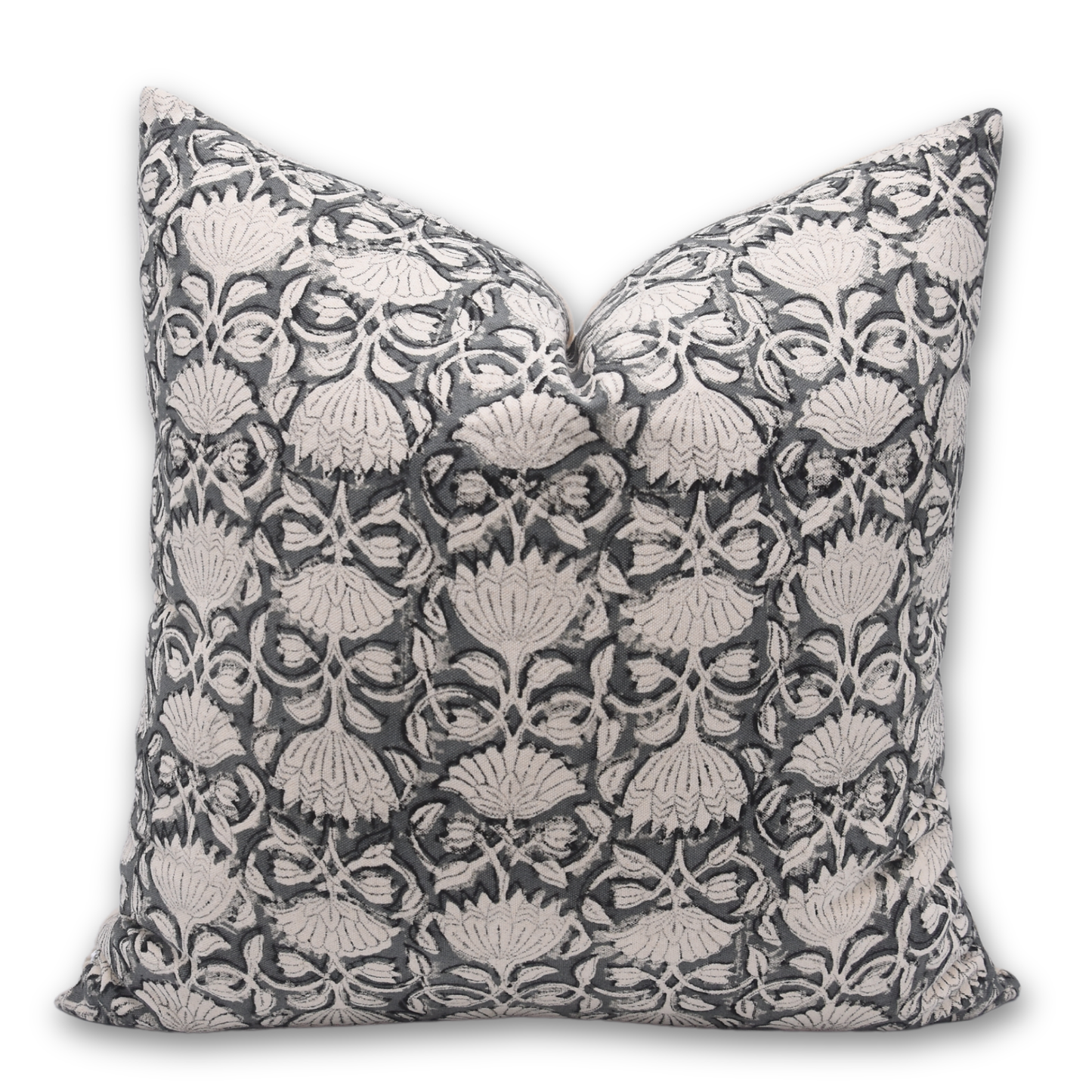 Block print duck canvas Floral Print- Down Feather Insert