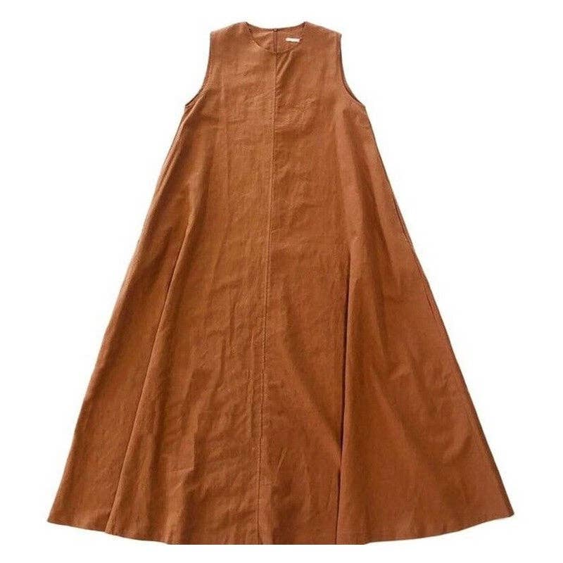 Linen Sleeveless Maxi Dress BLACK