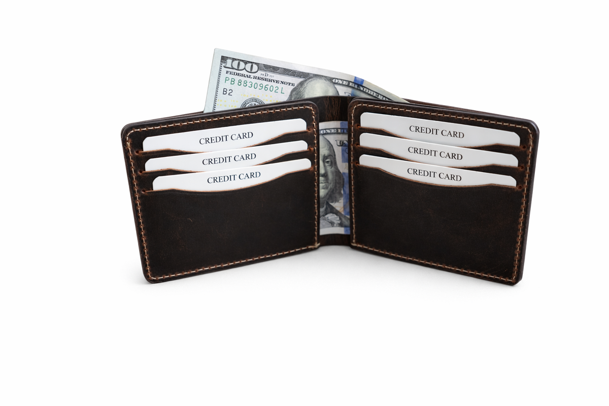 Men’s Full-Grain Crazy Leather Bifold Wallet Premium Leather: Light Brown