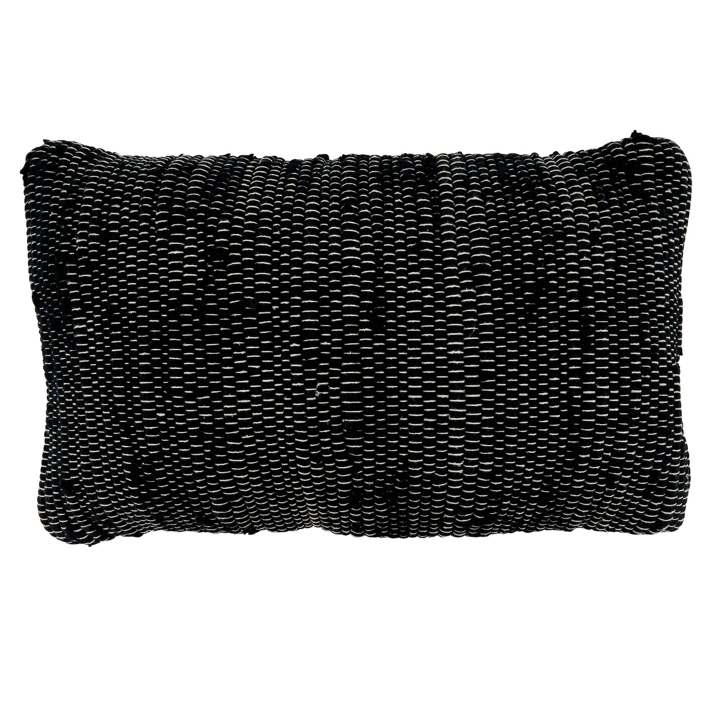 Throw Pillow With Chindi Design: Black 14"x23"