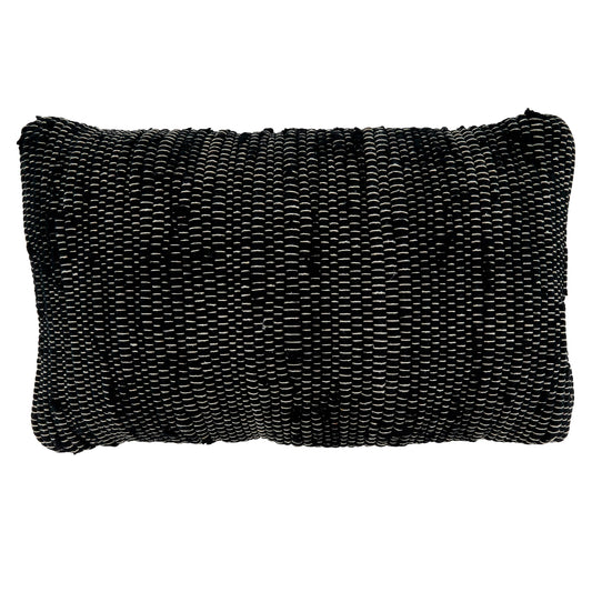 Throw Pillow With Chindi Design: Black 14"x23"