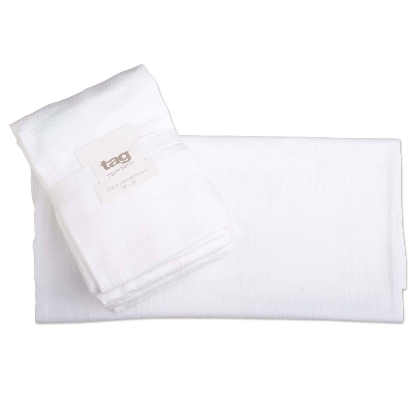 Flour Sack Dishtowels S/5 White Cotton Everyday