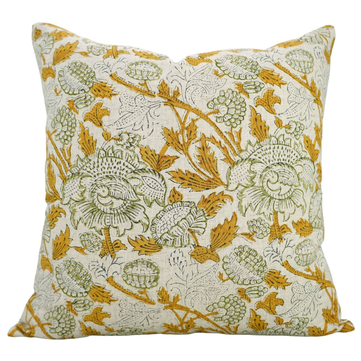 Handmade Block Print Viscose Linen Pillow Cover- Aakash: 20x20 Inch