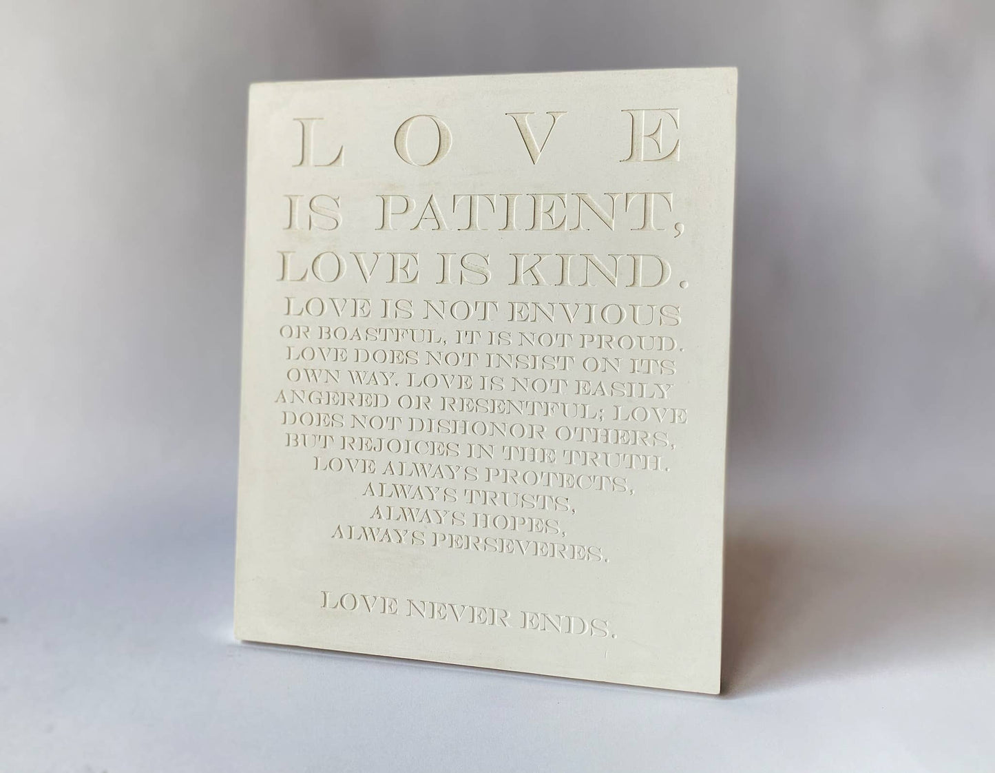 I Corinthians 13:4-8: Studio White