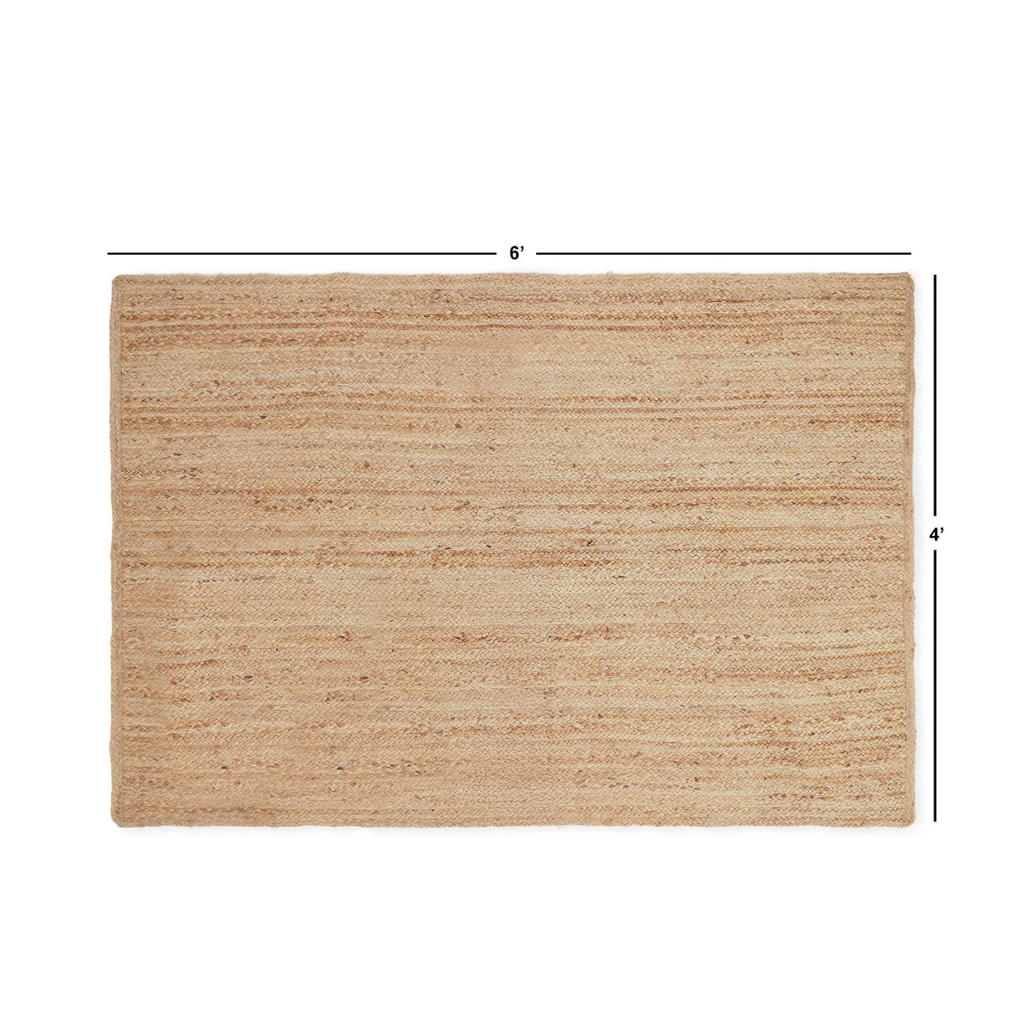 · REDEARTH · Rectangular Area Rug - 4'x6' Braided Natural Jute with Non-Skid Backing - Handwoven Boho Rug for Bedroom, Kitchen, Living Room - Farmhouse Aesthetic Home Decor - Durable Handmade Rug: Natural / (4'x6') - Rectangular