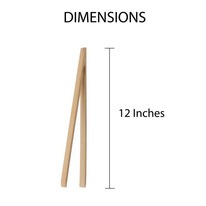 HIC Kitchen Toast Tongs, Bamboo, 12in