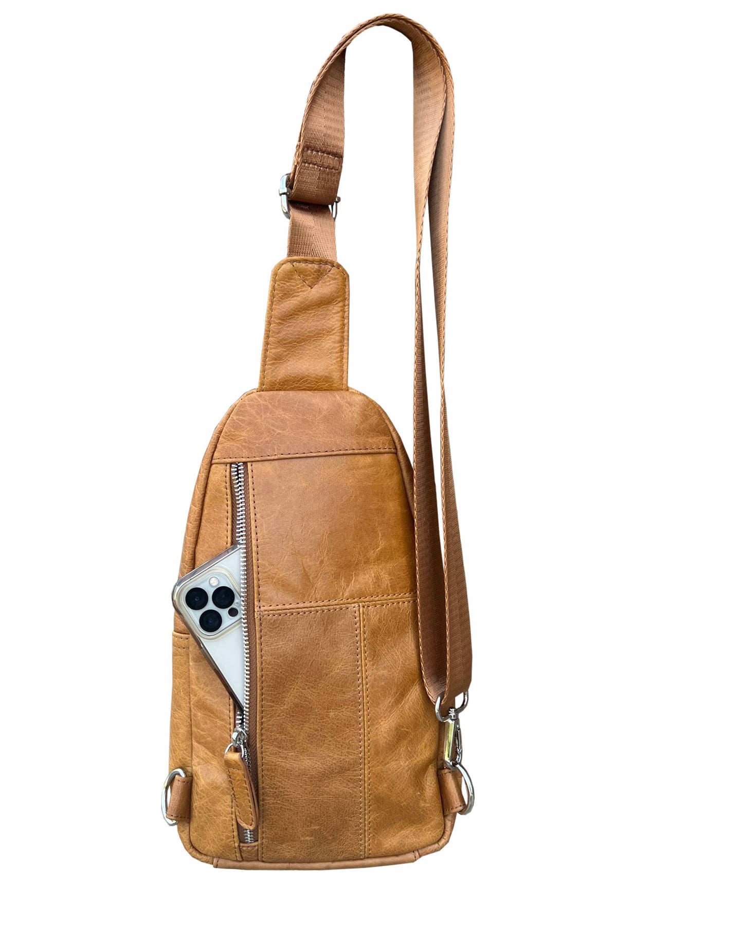 Cowhide leather Sling bag with adjustable shoulder strap