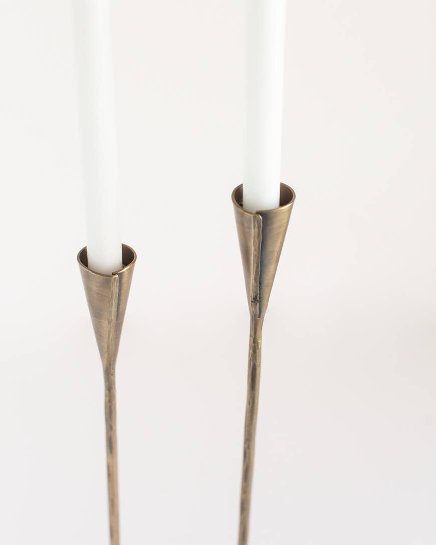 Hand-Forged Iron Candle Stands - Set of 2