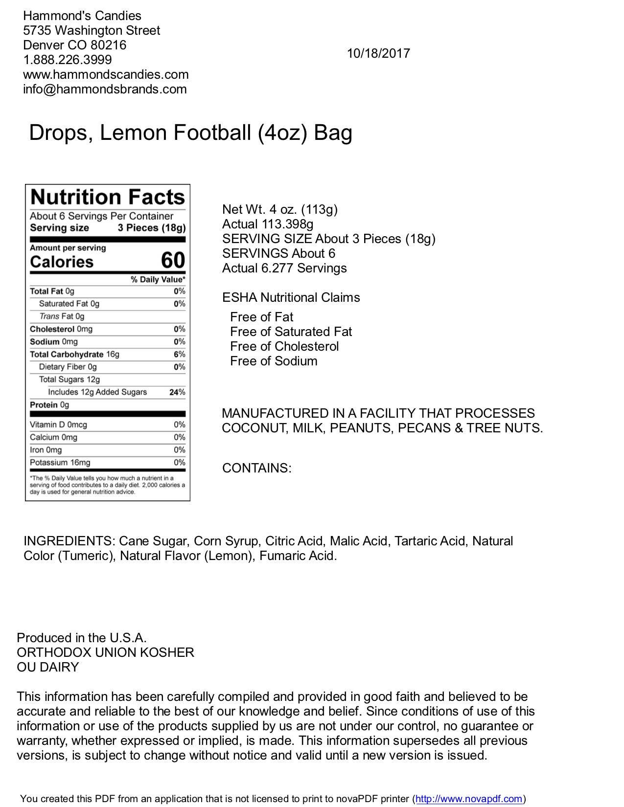 Old-Fashioned Pantry Candy - 4 oz -Natural Lemon Drops