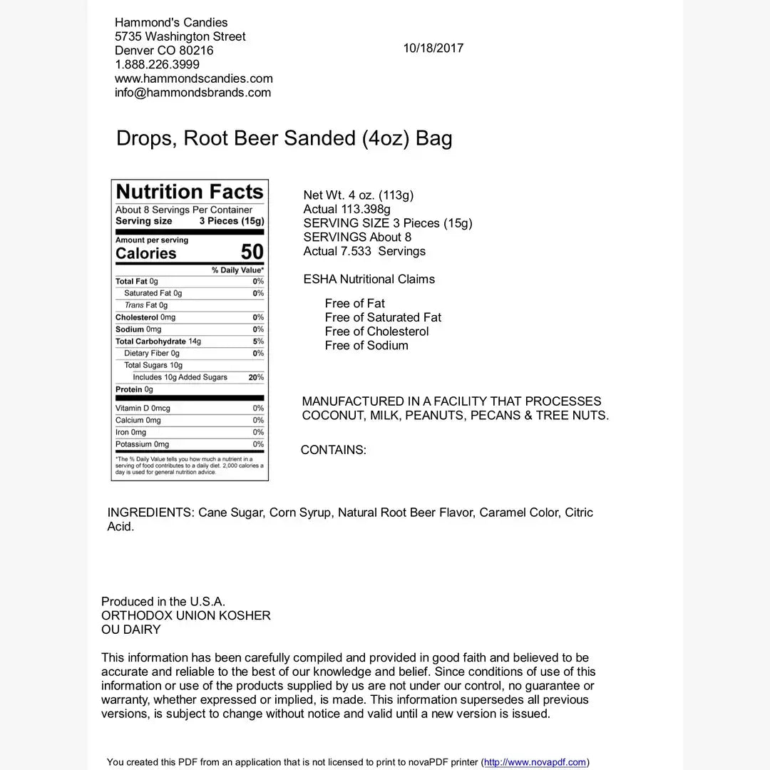 Old-Fashioned Pantry Candy - 4 oz - Natural Root Beer Drops