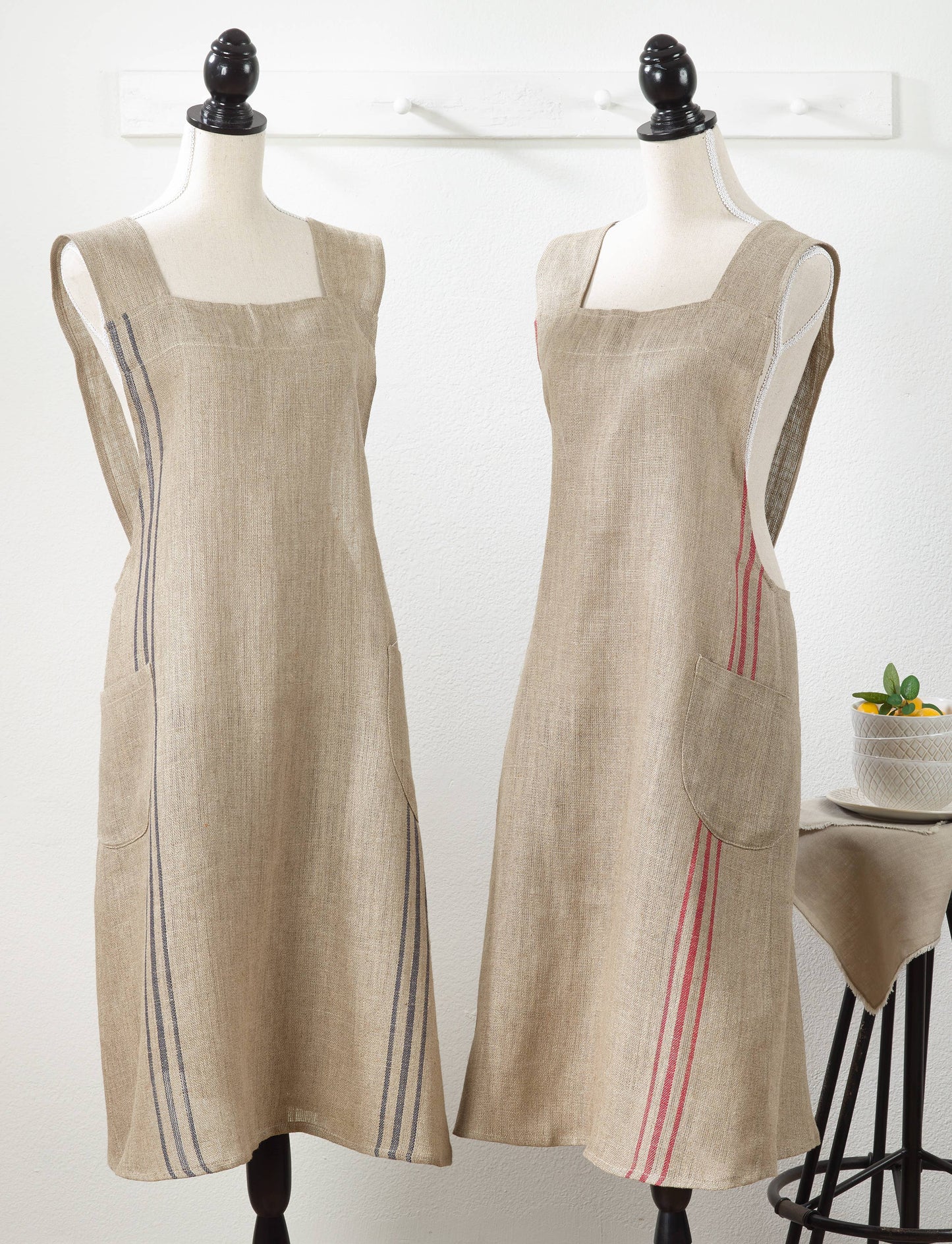 Criss Cross Back Apron - 28" x 35" Red stripe