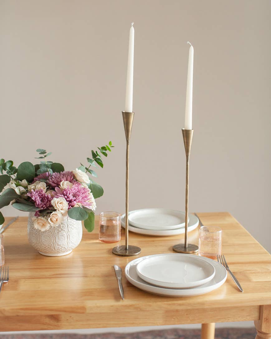 Hand-Forged Iron Candle Stands - Set of 2