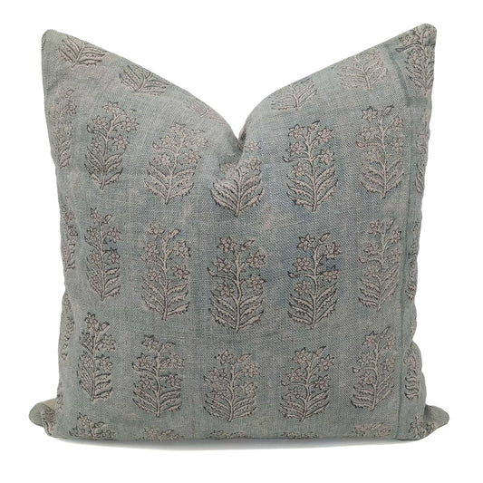 Artisan Block Printed Linen Pillow