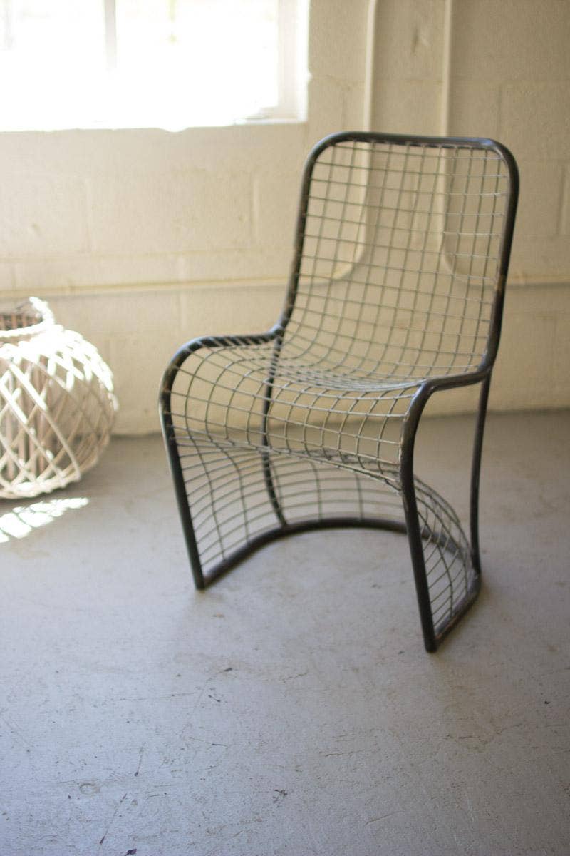WOVEN METAL S-CHAIR: Gray / Metal/Wire