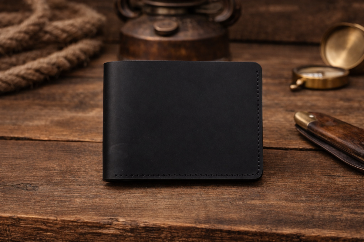Men’s Full-Grain Crazy Leather Bifold Wallet Premium Leather: Light Brown