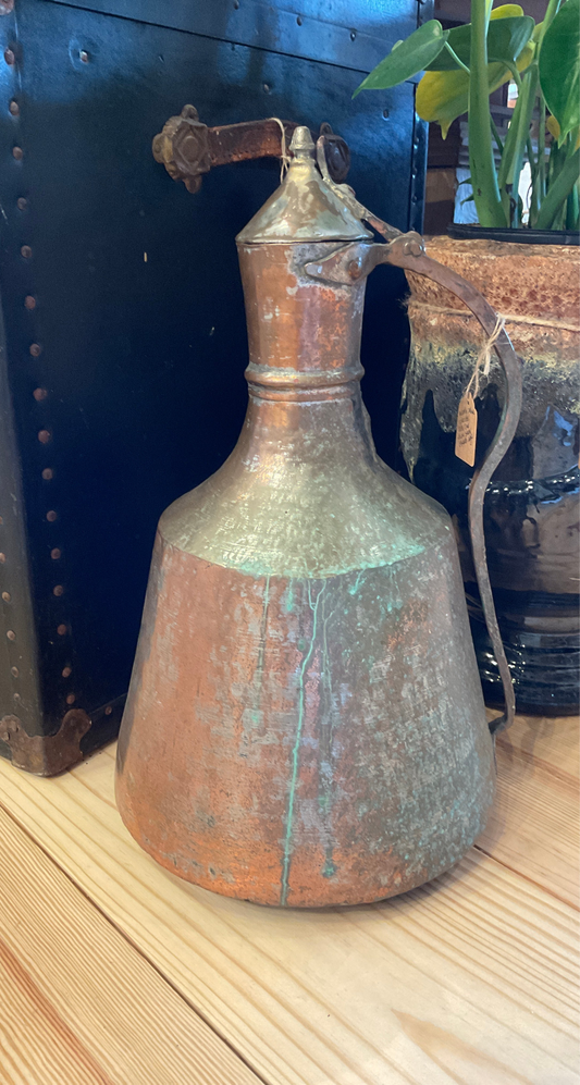 Antique 19th century middle eastern tinned copper Ewer