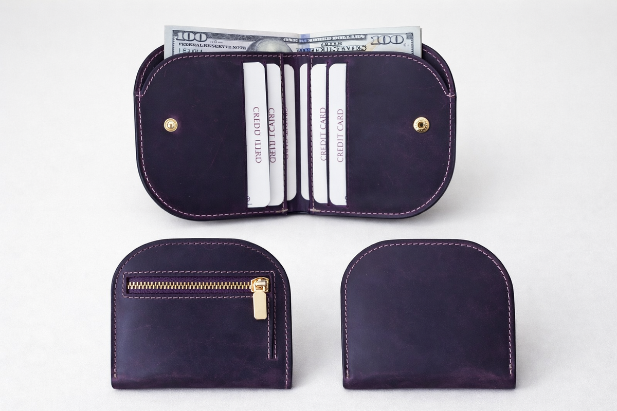 Genuine Leather Minimalist Wallet for Women: Green