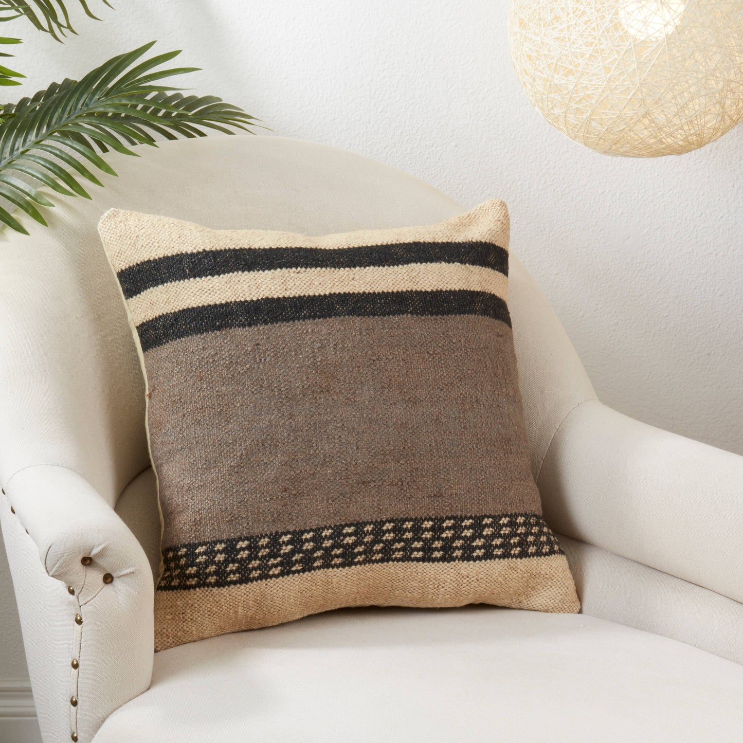 Kilim Design Throw Pillow With Down Filling: Multi / Down Filled / 20"