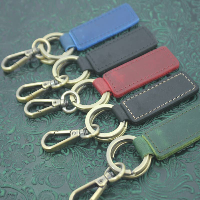Leather Keychain, Geniune Leather Keychain: Black