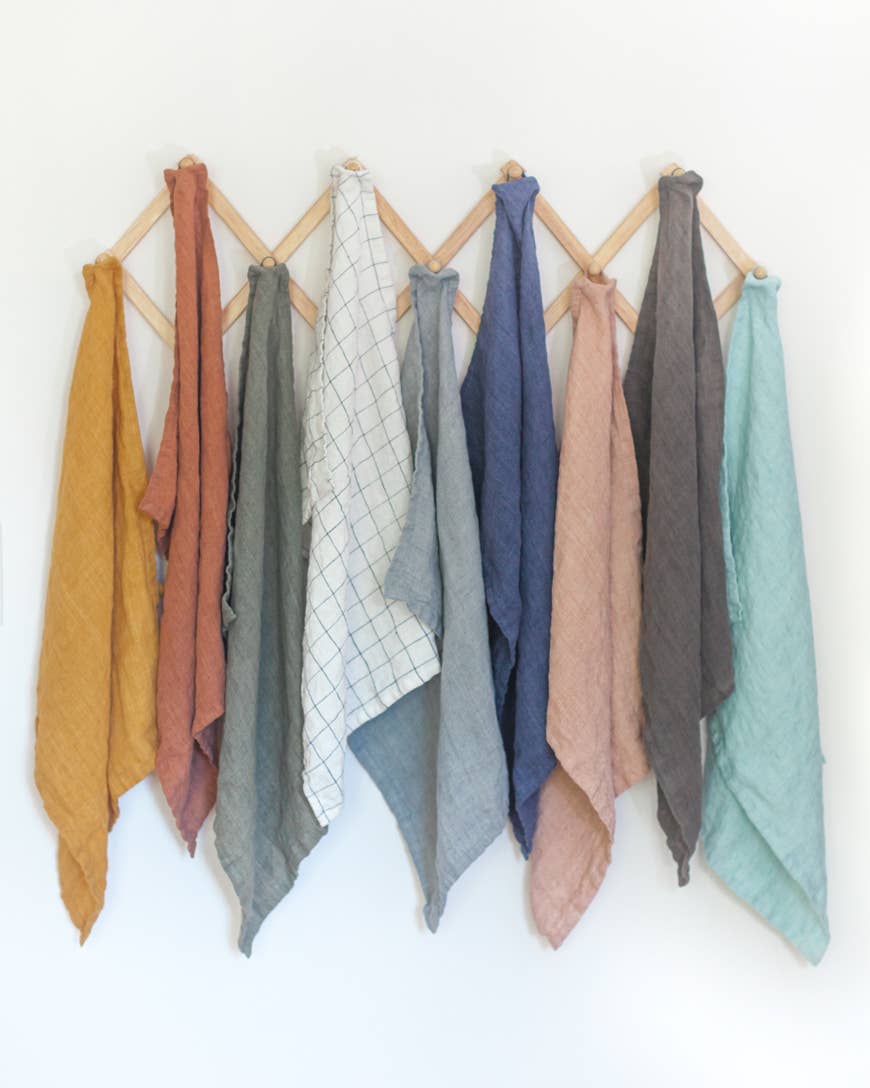 Stone Washed Linen Tea Towel / Terra Cotta