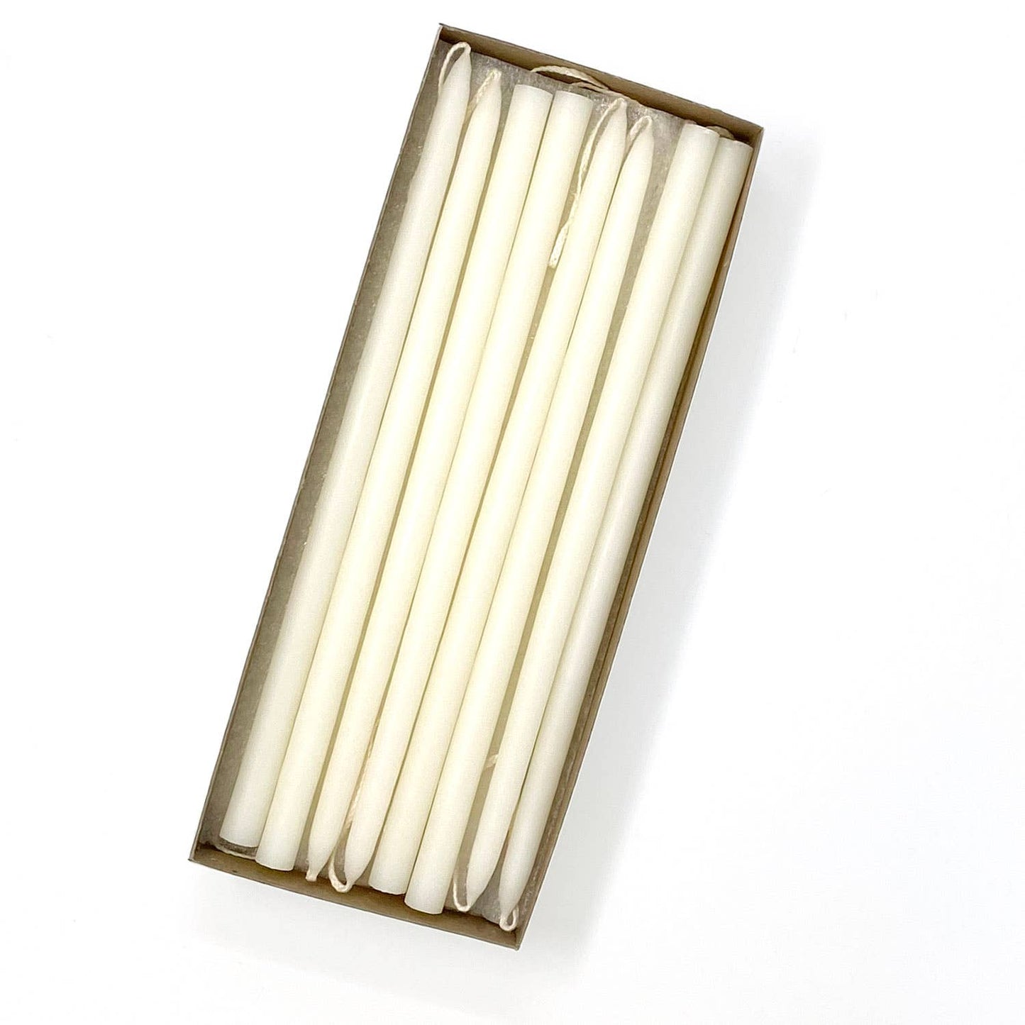 10" Unscented Hand Dipped Tiny Taper Candles - 39 Colors: Shell White