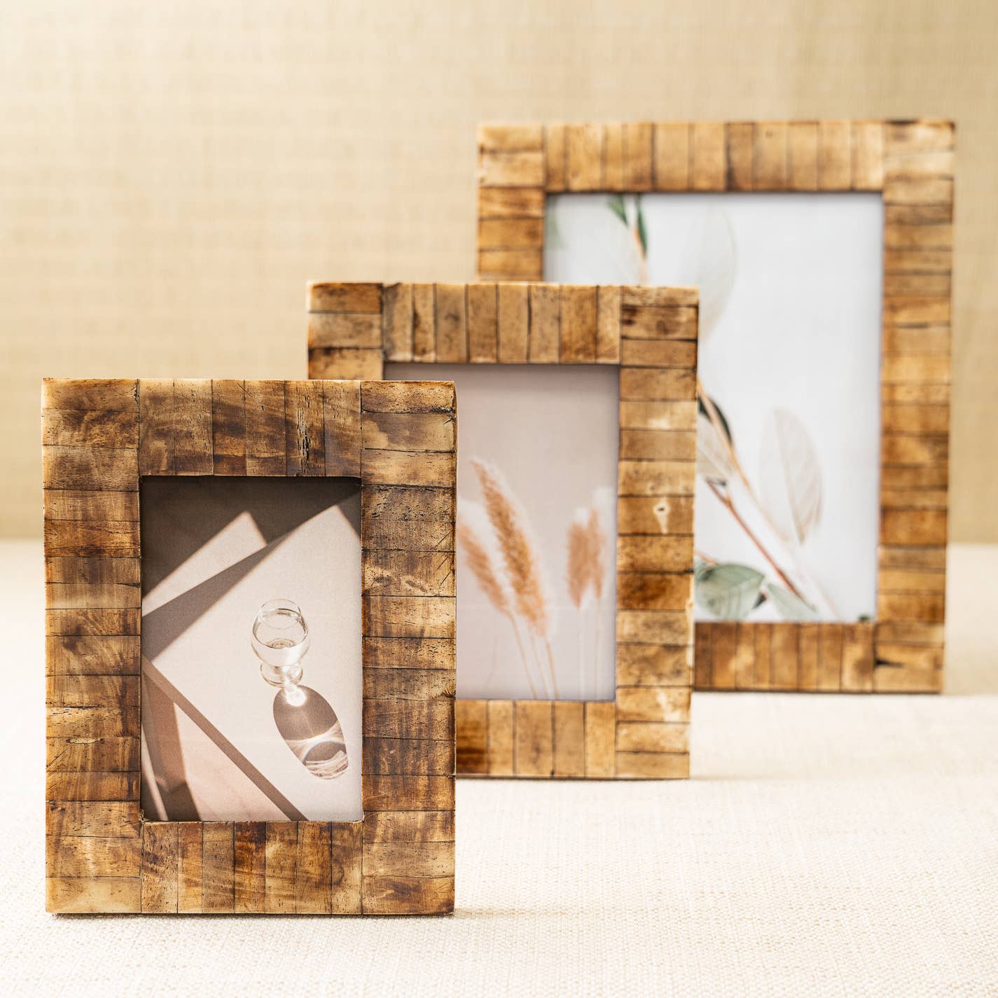 Antique Bone Block Photo Frame