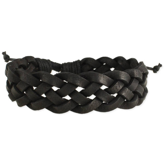 Braided Black Leather Bracelet