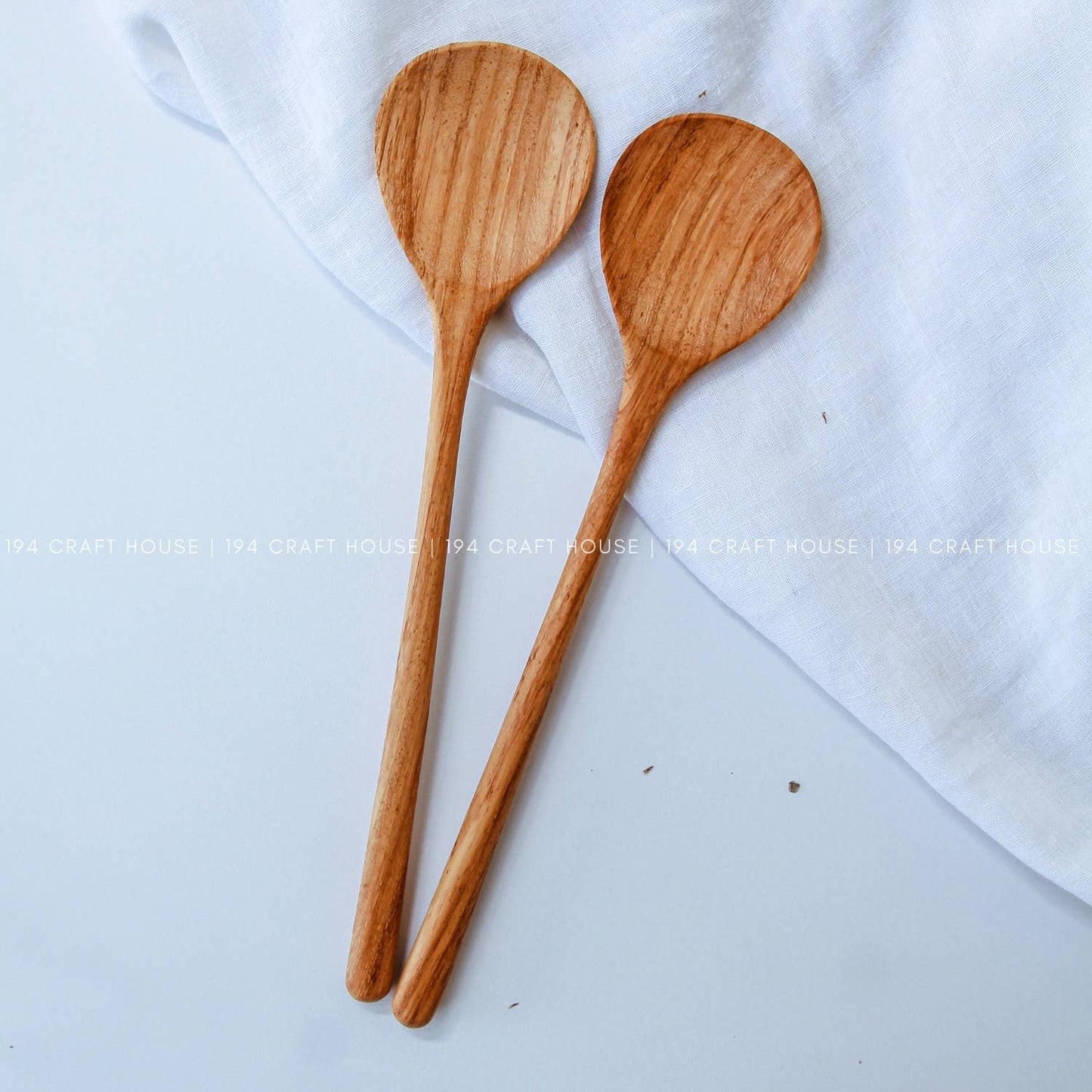 Hand Carved Wooden Salad Spoon 12" - Kitchen Serving Utensil