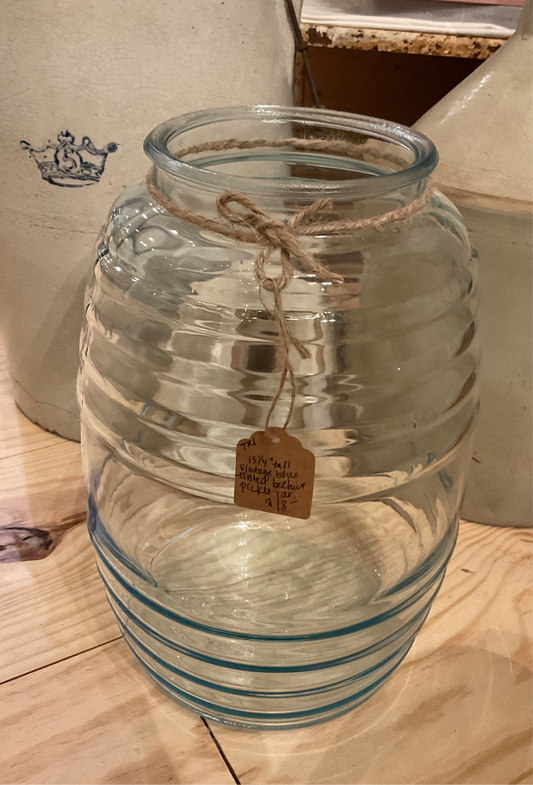 Vintage Blue tinted Beehive Pickle Jar