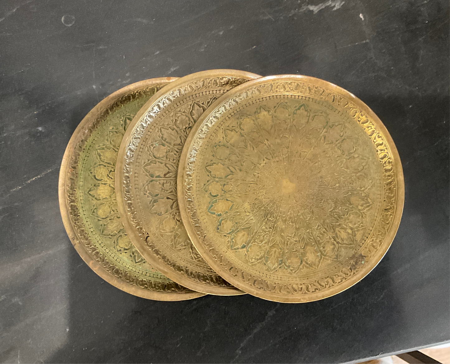 Vintage brass filigree plates/ coaster