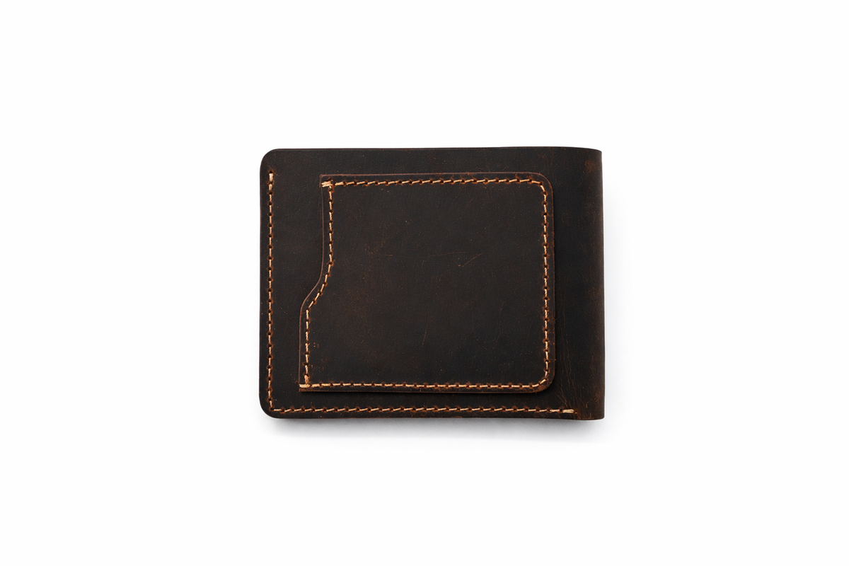 Men’s Full-Grain Crazy Leather Bifold Wallet Premium Leather: Light Brown