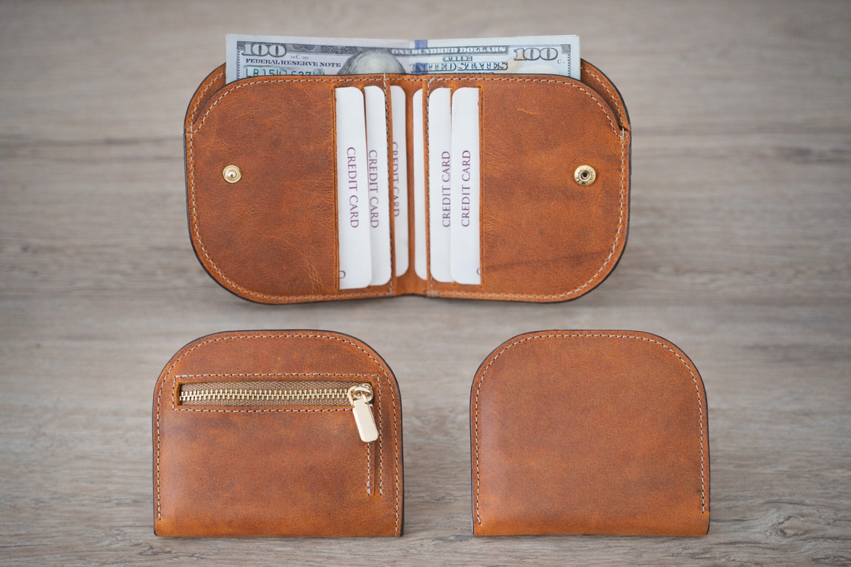 Genuine Leather Minimalist Wallet for Women: Green