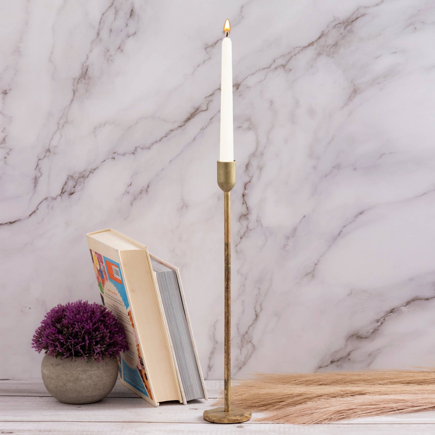 Aged brass 10.25" x Dia 2.25" candle holder