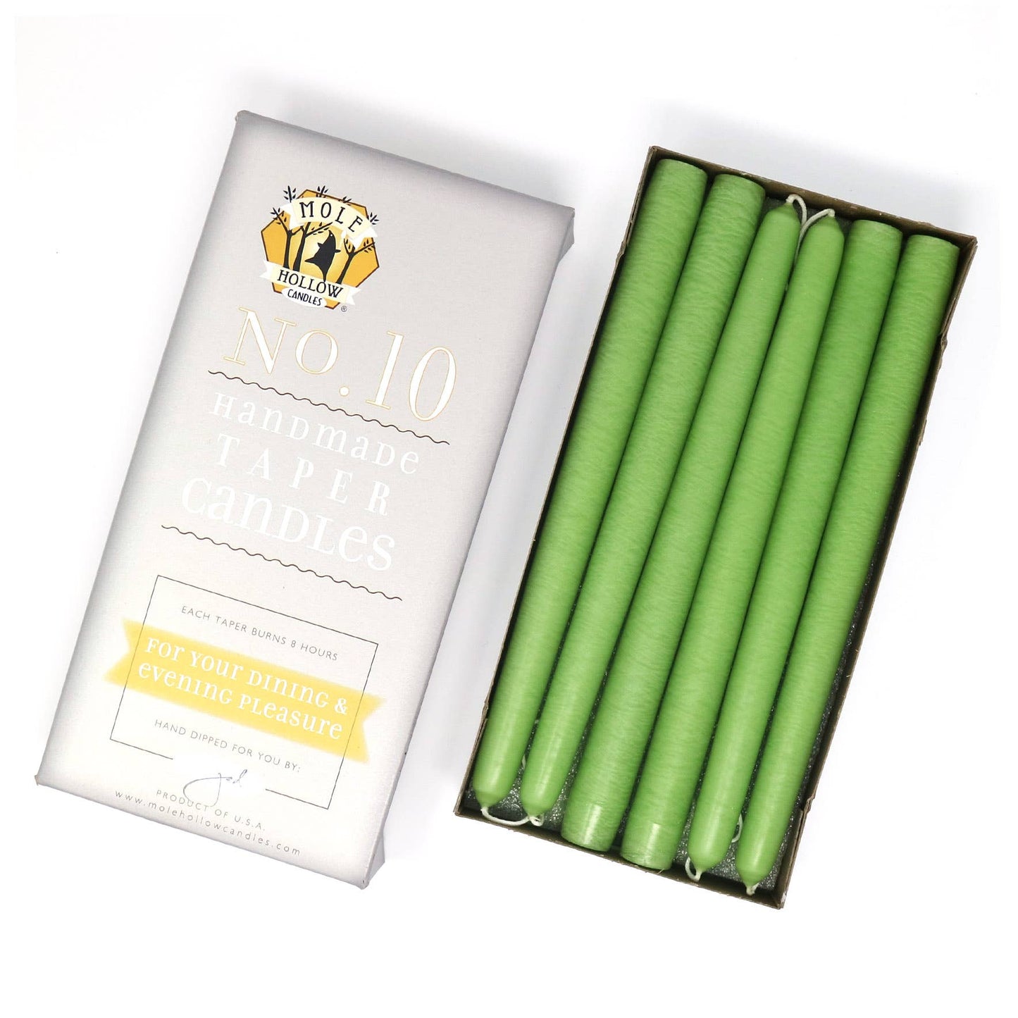 10" Hand Dipped Unscented Taper Candles - 39 Colors USA Made: Harvest Gold