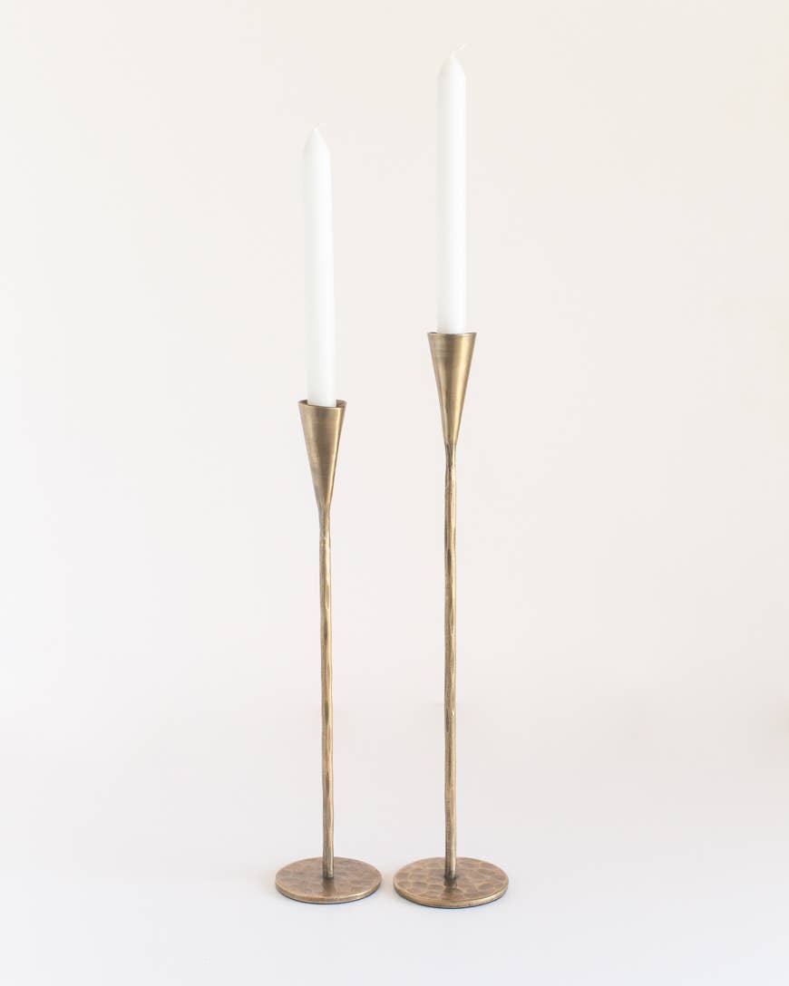 Hand-Forged Iron Candle Stands - Set of 2